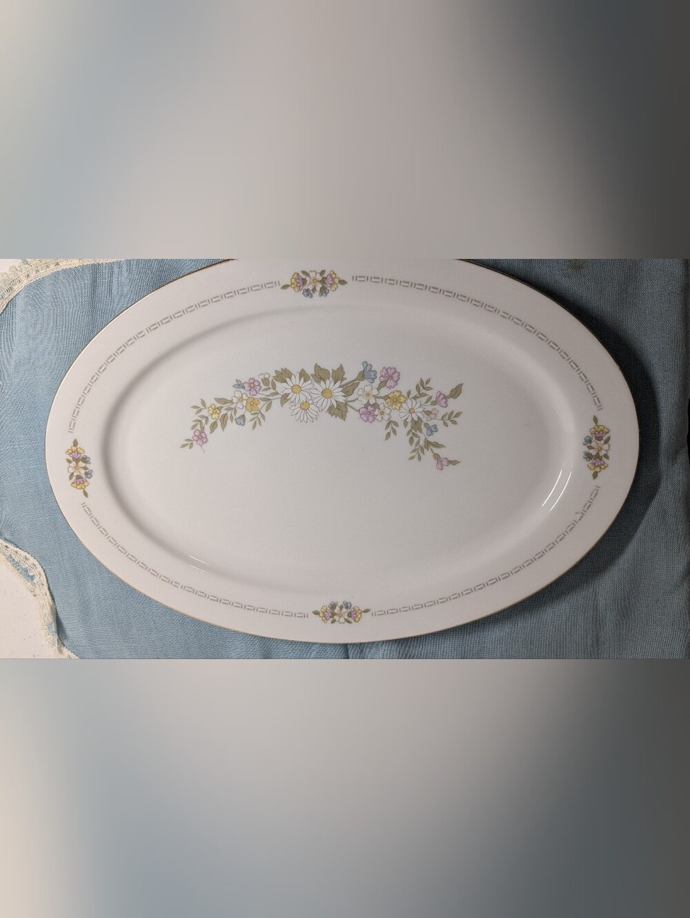 Vintage Fine China By Baum Bros. Floral Serveware Oval Platter Formalities 14 in